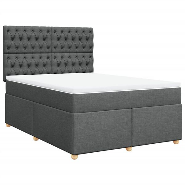 vidaXL Boxspring posteľ s matracom tmavosiv&aacute; 140x200 cm l&aacute;tka