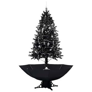 vidaXL Snežiaci vianočn&yacute; stromček s d&aacute;ždnikov&yacute;m podstavcom čierny 190 cm PVC