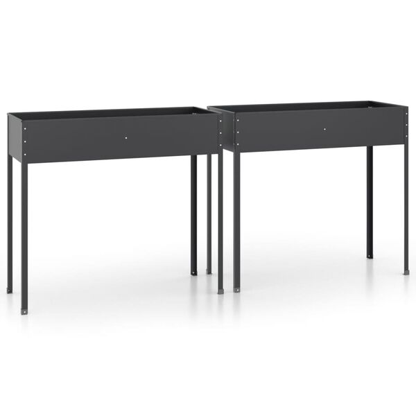 vidaXL Záhradné kvetináče 2 ks antracitové pozinkovaná oceľ