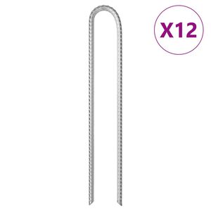 vidaXL Stanov&eacute; kol&iacute;ky 12 ks v tvare U 37 cm &Oslash;10 mm pozinkovan&aacute; oceľ