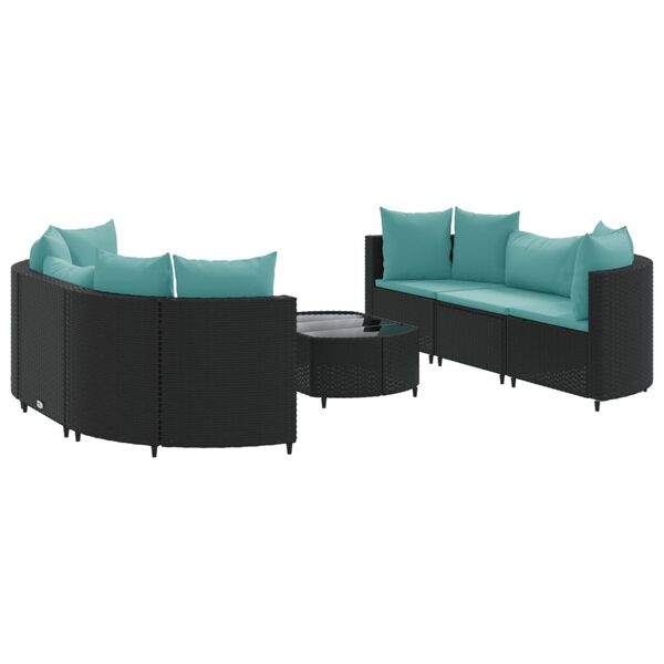 vidaXL 7-dielna z&aacute;hradn&aacute; s&uacute;prava pohoviek s vank&uacute;&scaron;mi čierna polyratan