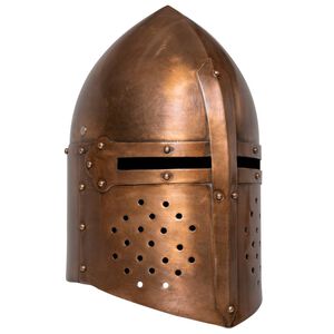 vidaXL Stredovek&aacute; rytierska prilba pre LARP starožitn&aacute; replika meden&aacute; oceľ