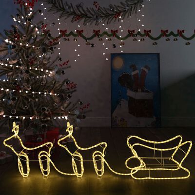 vidaXL Vianočná vonkajšia dekorácia so sobmi a saňami 576 LED diód