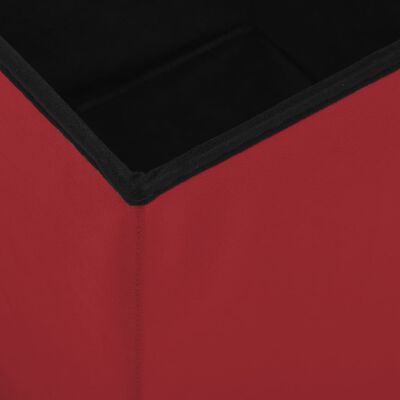 vidaXL Skladacie úložné taburetky 2 ks vínovo-červené PVC