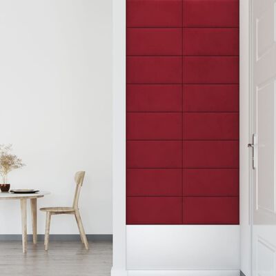 vidaXL Nástenné panely 12 ks vínovo-červené 60x30 cm zamat 2,16 m²
