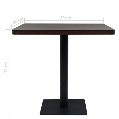 vidaXL Bistro stolík, MDF a oceľ, štvorcový, 80x80x75 cm, tmavý popolový