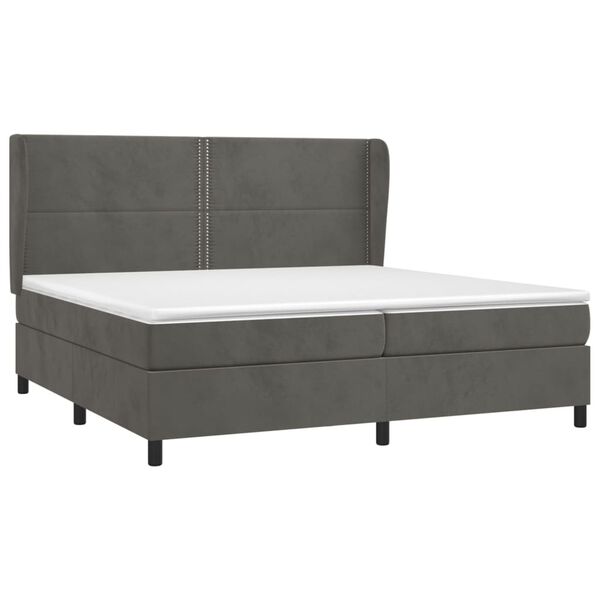 vidaXL Posteľn&yacute; r&aacute;m boxspring s matracom tmavosiv&yacute; 200x200 cm zamat
