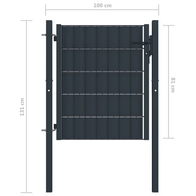 vidaXL Plotová brána, PVC a oceľ 100x81 cm, antracitová