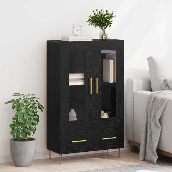 vidaXL Highboard so z&aacute;suvkou Čierny dub 69,5 x 31 x 115 cm