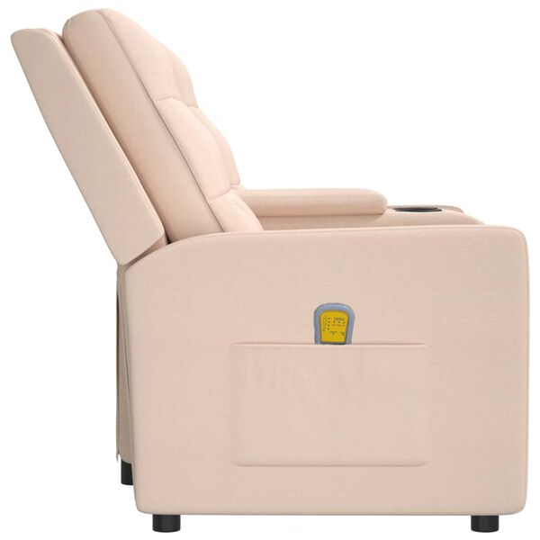 vidaXL 2-miestne sklápacie masážne kreslo+držiak na poháre, krémové