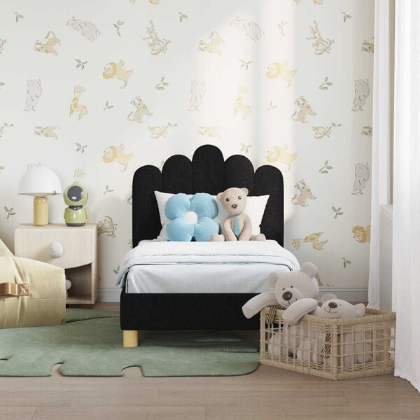 vidaXL Rám detskej postele s čelom Čierna 70 x 140 cm látka