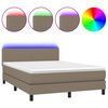 vidaXL Posteľ boxsping s matracom a LED sivohned&aacute; 140x200 cm l&aacute;tka
