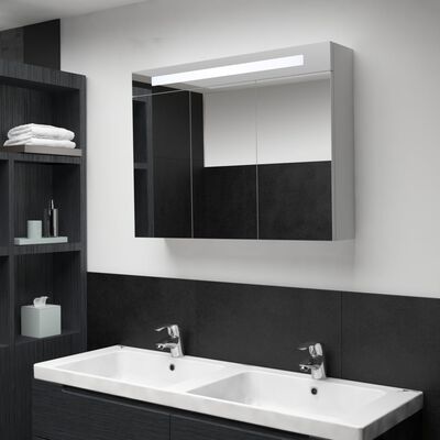 vidaXL LED kúpeľňová zrkadlová skrinka 88x13x62 cm