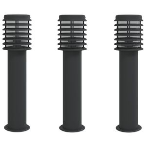 vidaXL Vonkaj&scaron;ie stojace lampy 3 ks čierne 60 cm nehrdzavej&uacute;ca oceľ