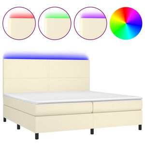 vidaXL Boxspring posteľ s matracom a LED kr&eacute;mov&aacute; 200x200 cm umel&aacute; koža