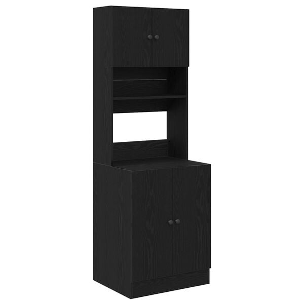 vidaXL Kuchynský bufet s poličkou 2 pcs Čierny dub 60 x 50 x 180 cm