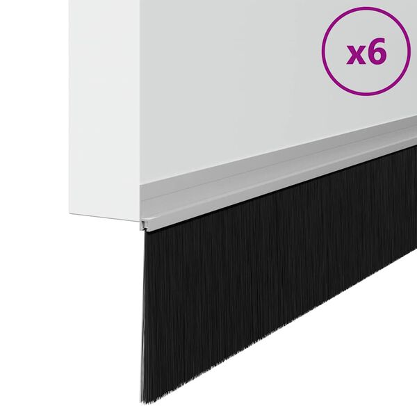 vidaXL Samolepiace tesnenia dver&iacute; s kefou 6 pcs Strieborn&aacute; 100 cm