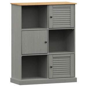 vidaXL Knižnica VIGO siv&aacute; 90x35x114,5 cm mas&iacute;vna borovica