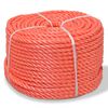 vidaXL Pleten&eacute; lano polypropyl&eacute;nov&eacute; 10 mm 250 m oranžov&eacute;
