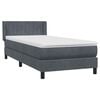 vidaXL Posteľn&yacute; r&aacute;m boxspring s matracom tmavosiv&yacute; 90x220 cm zamat