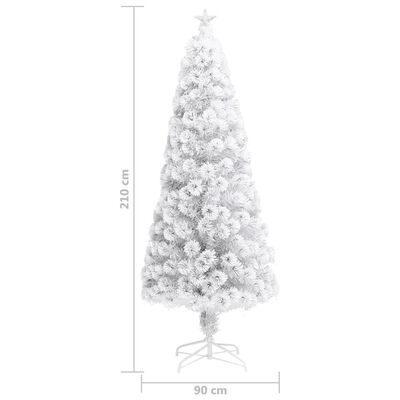 vidaXL Osvetlený umelý vianočný stromček, biely 210 cm, optické vlákno