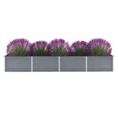 vidaXL Vyvýšený záhradný záhon, pozinkovaná oceľ 320x80x45 cm, sivý