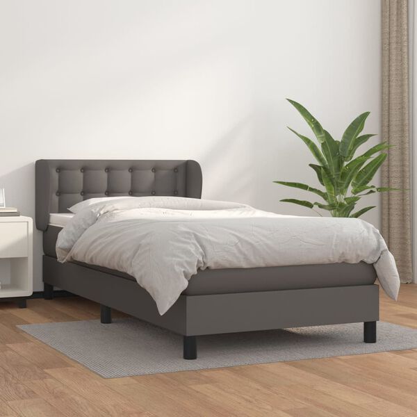 vidaXL Boxspring posteľ s matracom sivá 100x200 cm umelá koža