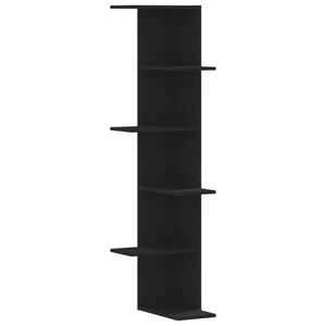 vidaXL N&aacute;stenn&aacute; rohov&aacute; polica čierna 36,5x36,5x140 cm kompozitn&eacute; drevo