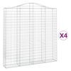 vidaXL Obl&uacute;kov&yacute; gabionov&yacute; k&ocirc;&scaron; 4 ks 200x30x200/220cm pozinkovan&eacute; železo