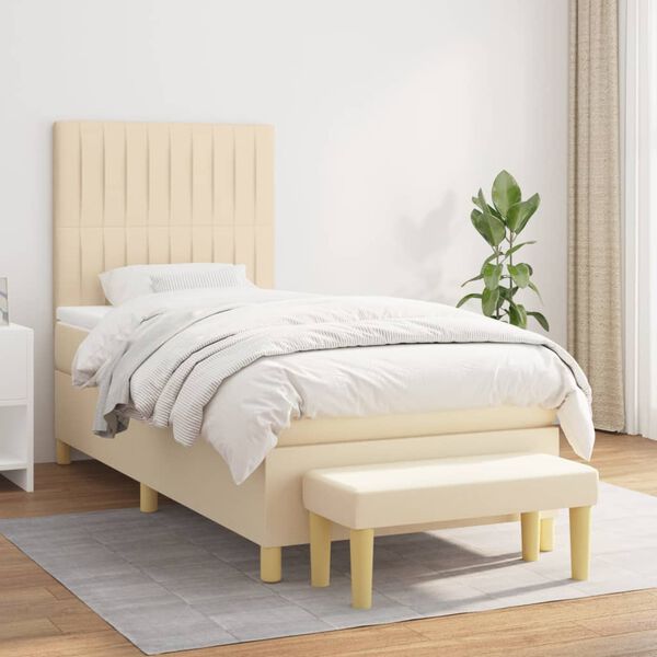 vidaXL Boxspring posteľ s matracom kr&eacute;mov&aacute; 100x200 cm l&aacute;tka