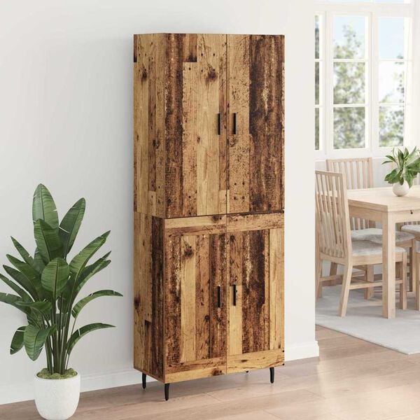vidaXL Highboard 2 pcs Star&eacute; drevo Drevovl&aacute;knit&aacute; doska a sklo