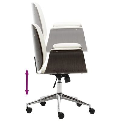 vidaXL Kancelárska stolička biela ohýbané drevo a umelá koža