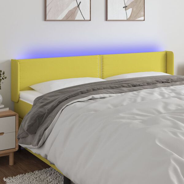 vidaXL Čelo postele s LED zelen&eacute; 163x16x78/88 cm l&aacute;tka