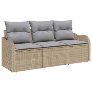 vidaXL S&uacute;prava z&aacute;hradn&yacute;ch pohoviek s &uacute;ložiskom 3 pcs B&eacute;žov&aacute; Poly ratan