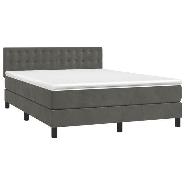 vidaXL Posteľn&yacute; r&aacute;m boxspring s matracom tmavosiv&yacute; 140x200 cm zamat