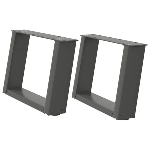 vidaXL Nohy konferenčn&eacute;ho stol&iacute;ka v tvare U, 2 ks, antracitov&eacute;, 50 x (30-31) cm, oceľ