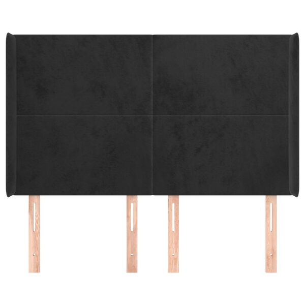 vidaXL Čelo postele so z&aacute;hybmi čierne 147x16x118/128 cm zamat