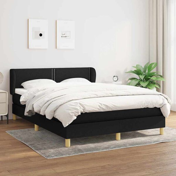 vidaXL Boxspring posteľ s matracom čierny 140x190 cm l&aacute;tka