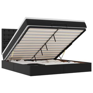 vidaXL Osmansk&yacute; r&aacute;m postele s matracom čierna 180x200 cm umel&aacute; koža