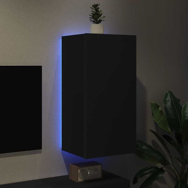 vidaXL TV n&aacute;stenn&aacute; skrinka s LED svetlami čierna 40,5x35x80 cm