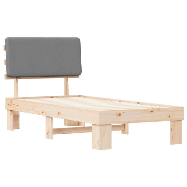 vidaXL R&aacute;m postele s čal&uacute;nen&yacute;m čelom Svetlosiv&aacute; 90 x 200 cm