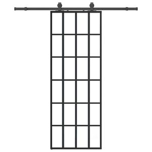 vidaXL Posuvn&eacute; dvere s kovan&iacute;m čierne 76x205 cm ESG sklo