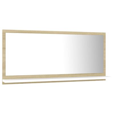 vidaXL Kúpeľňové zrkadlo, biela+sonoma 80x10,5x37 cm, kompozitné drevo