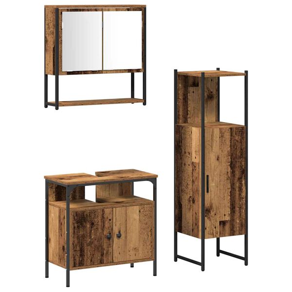 vidaXL Sada k&uacute;peľňov&eacute;ho n&aacute;bytku N&aacute;stenn&yacute; 3 pcs Hned&aacute; Kompozitn&eacute; drevo