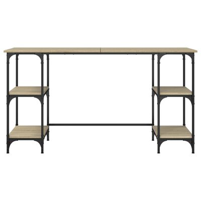 vidaXL Stôl dub sonoma 140x50x75 cm kov a kompozitné drevo