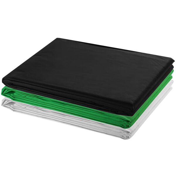 vidaXL Fotografick&eacute; vybavenie, 3 pozadia, bavlna,nastaviteľn&yacute; r&aacute;m 3x3m