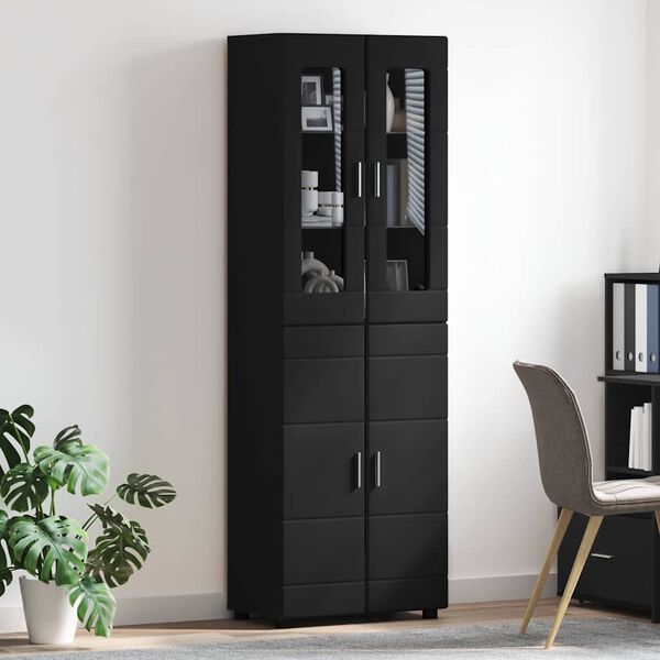 vidaXL Highboard FLORIN Čierna 60 x 35 x 182 cm Kompozitn&eacute; drevo