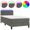 vidaXL Posteľ boxsping s matracom a LED tmavosiv&aacute; 80x200 cm zamat