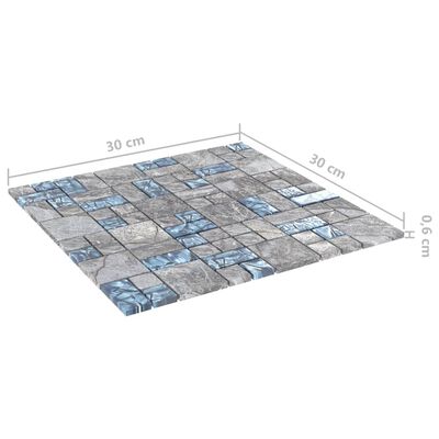 vidaXL Mozaikové dlaždice 11 ks, sivo modré 30x30 cm, sklo