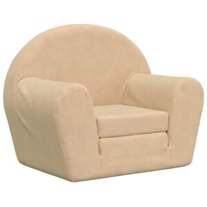 vidaXL Detská rozkladacia pohovka, krémová, mäkký plyš